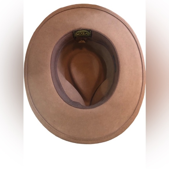 Scala 100% Wool Men’s Cowboy Durango Hat Brown Band W/Feather Sz. M Western - Picture 3 of 5